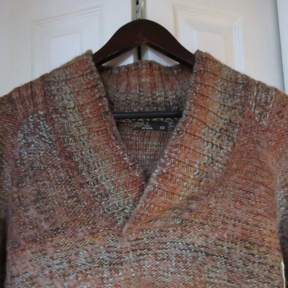PRANA Clause Marled Knit V Neck Sweater in Sundried Terracotta - Size XS - Picture 5 of 15